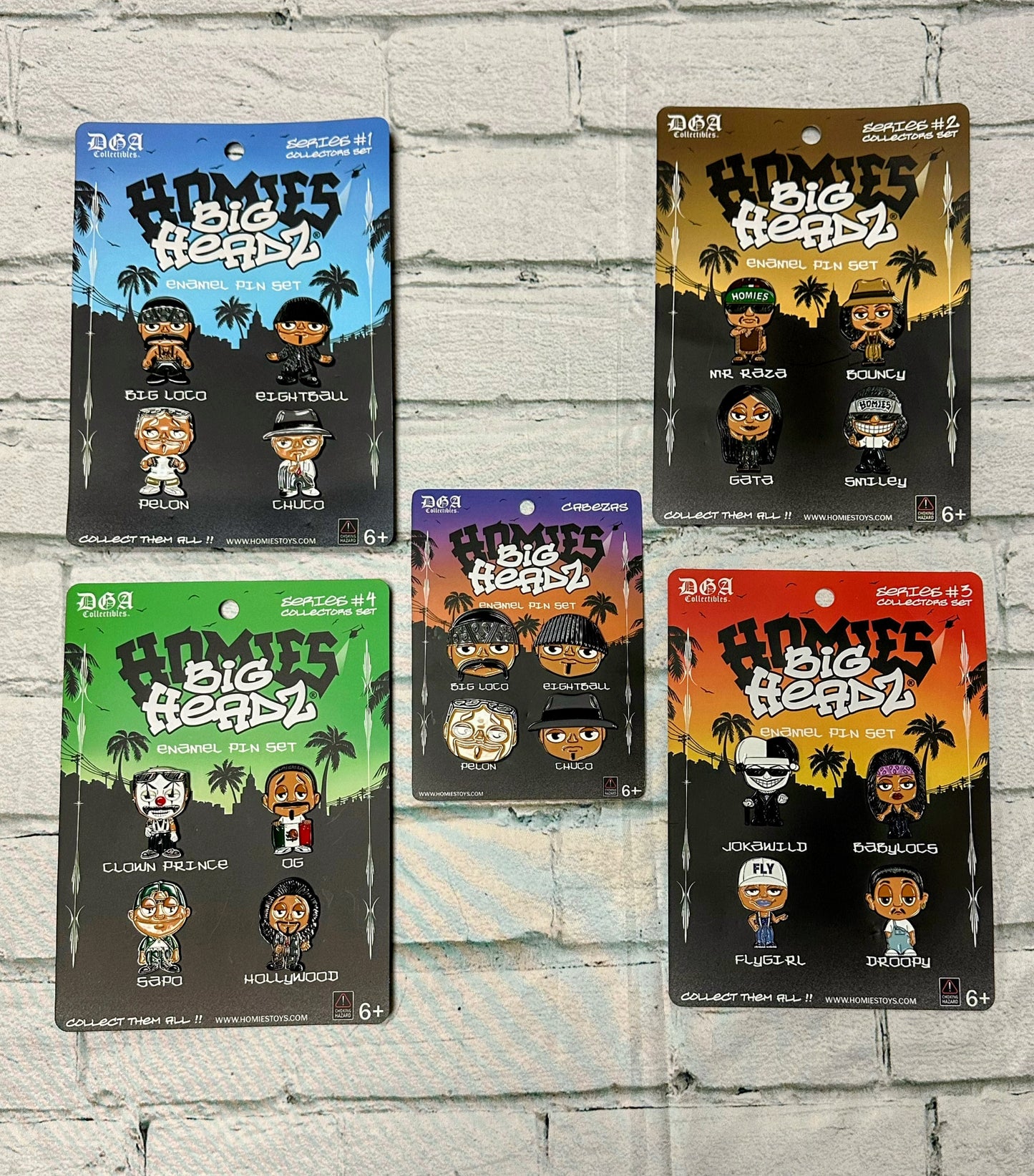 DGA Collectibles - Juego de 5 pines esmaltados BIG HEADZ para coleccionistas