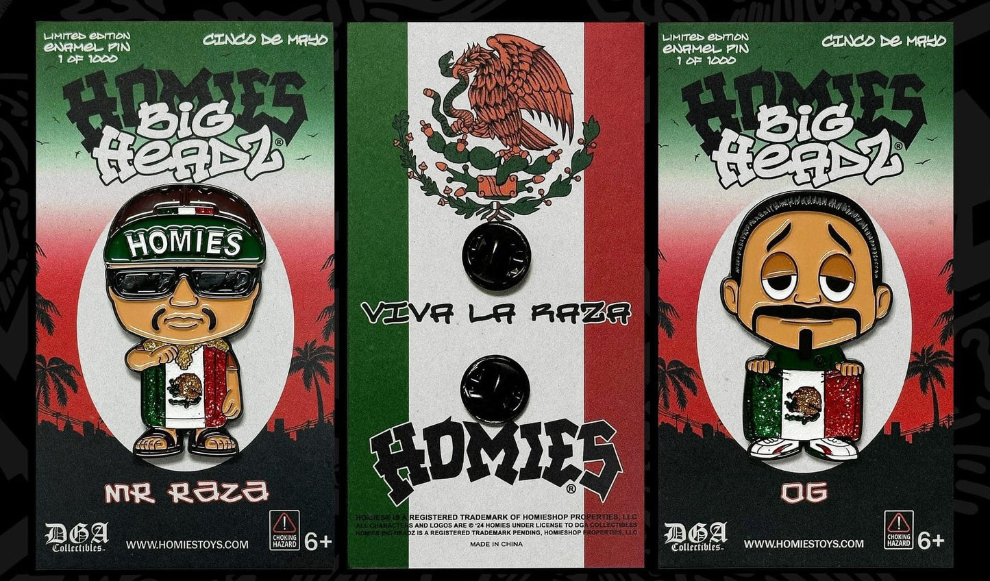 Edición limitada HOMIES™ - Paquete de pines esmaltados MR. RAZA y OG BIG HEADZ 